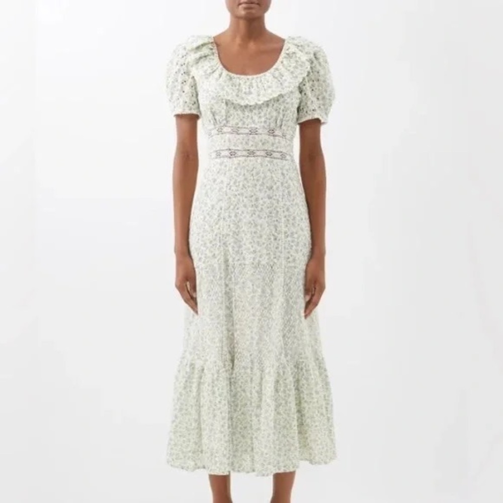 Loveshackfancy Stassie Maxi Ruffle Lace Dress Garden Stream